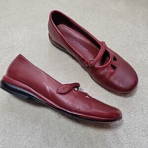 HILLARD & HANSON Isabella Red Leather Mary Jane Womens Size US 7.5 M